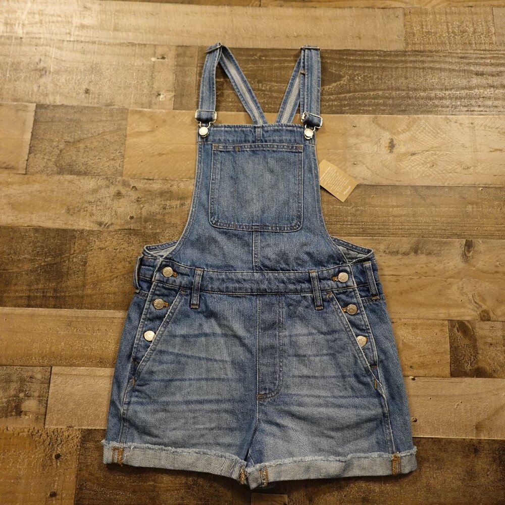 Madewell Light Blue Denim Short Overalls